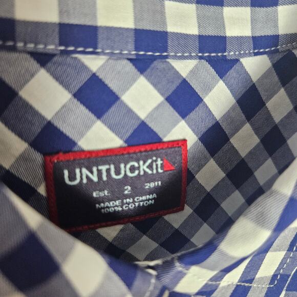 New Untuckit Belleza Plaid Button Down Cotton Long Sleeve Shirt Sz 2 - Picture 5 of 12